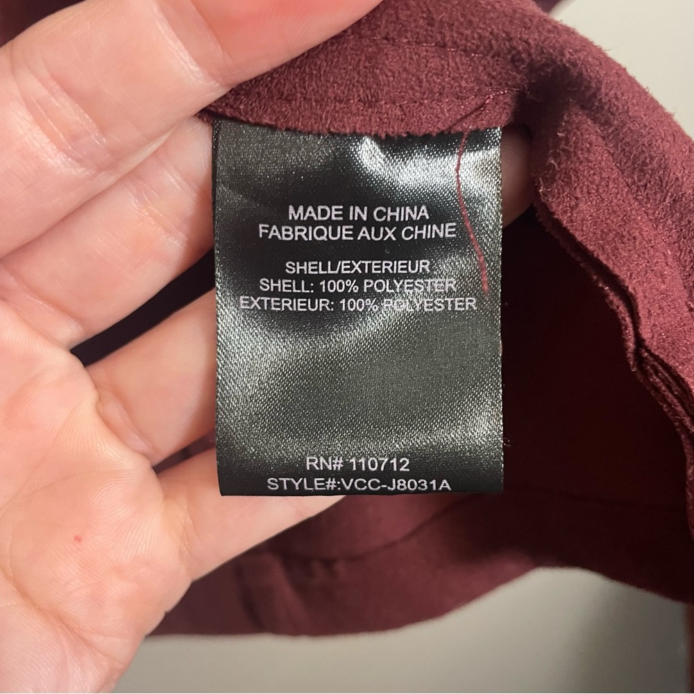 Vigoss faux suede zip jacket maroon - Picture 6 of 8